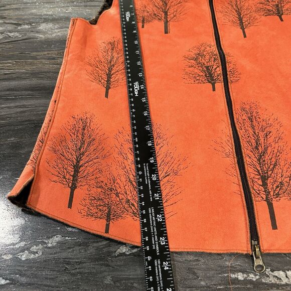 Robert Kitchen Womens Reversible Zip Vest Medium Layering Orange Tree Suede - Picture 7 of 9